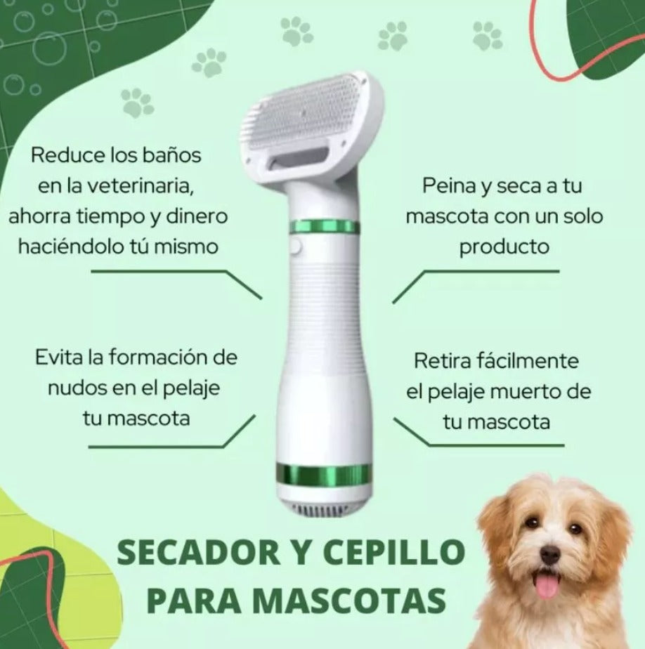 Secador de Cepillo 2 en 1 para Mascotas - Amorapets